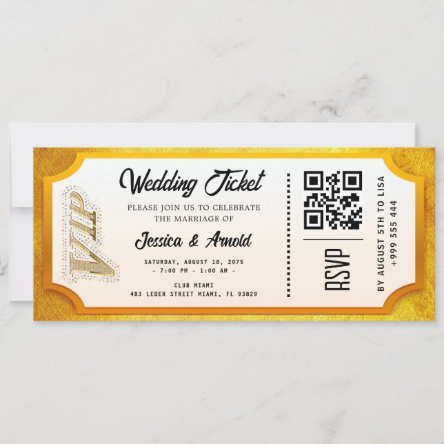 Invitation de billets de mariage d'or (Devant)