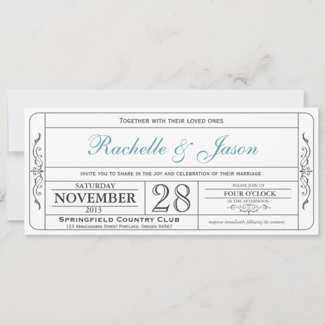 Invitation de billets de mariage vintage (Devant)