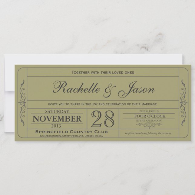 Invitation de billets de mariage vintage (Devant)