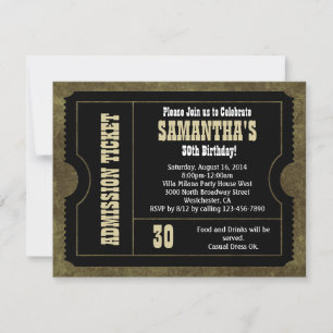 Invitation de billets en noir et blanc, style Vint