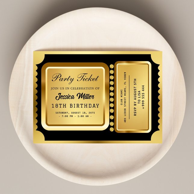 Invitation de billets Golden Party (Créateur téléchargé)