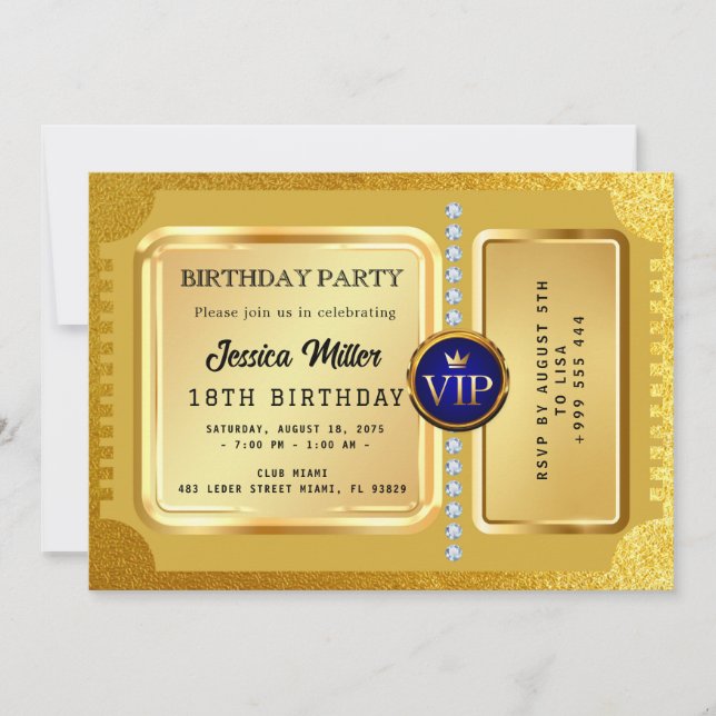 Invitation de billets Golden Party (Devant)
