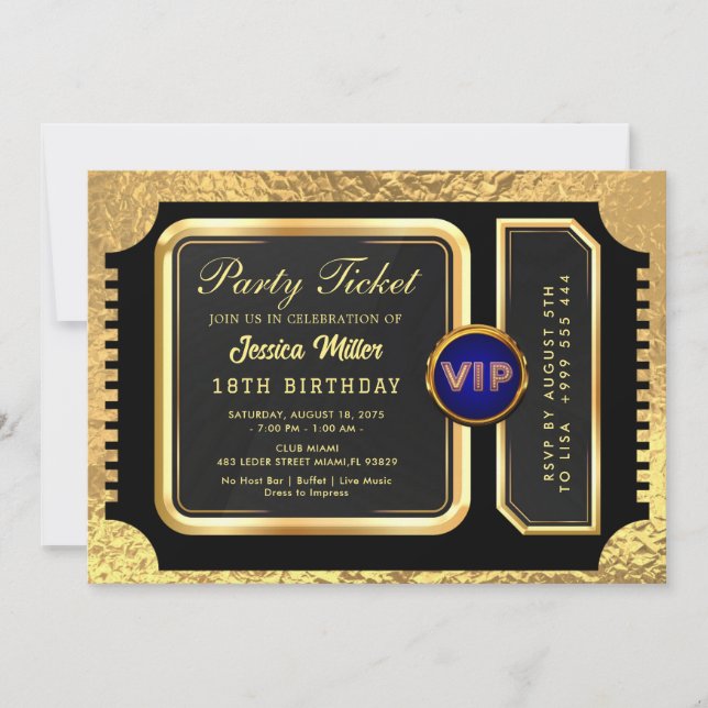 Invitation de billets PRO Golden Party (Devant)