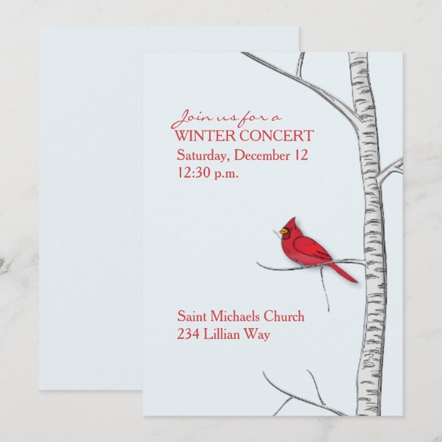 Invitation de Birch Tree d'hiver (Devant / Derrière)