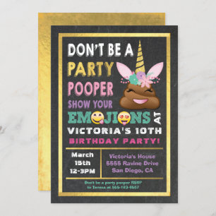 Invitation de Birthay de licorne de Pooper de