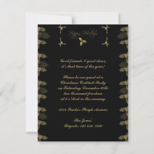 Invitation de Black and Gold Elegant Holly Party