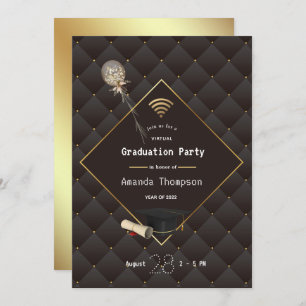 Invitation de Black and Gold Virtual Graduation Pa