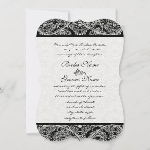 Invitation de Black Paisley Mariage damassé