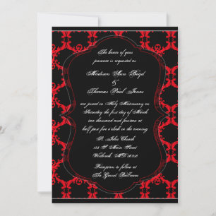 Invitation de Black, Red et White Mariage damassé