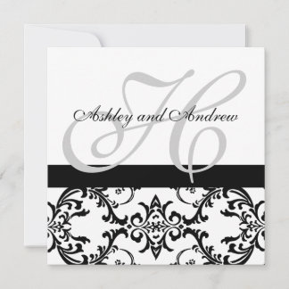 Invitation de Black Swirl Mariage damassé