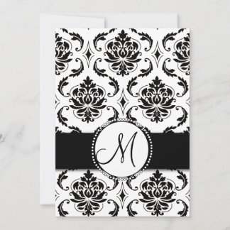 Invitation de Black Vintage Mariage damassé