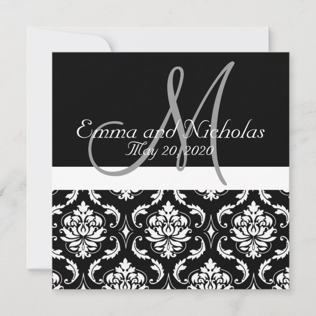 Invitation de Black White Mariage damassé (Devant)
