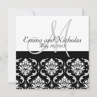 Invitation de Black White Mariage damassé