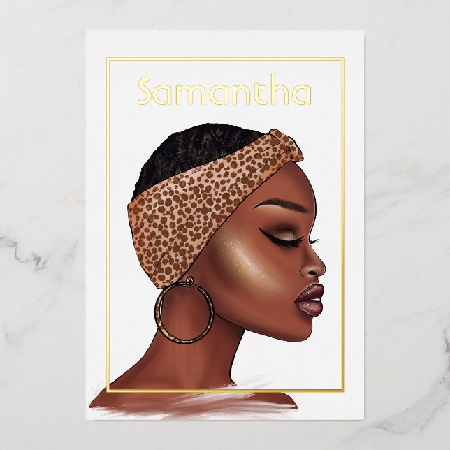 Invitation de Black Woman Birthday Party Foil (Recto)