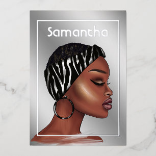 Invitation de Black Woman Birthday Party Foil
