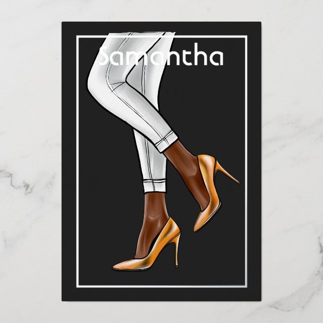 Invitation de Black Woman Birthday Party Foil (Recto)