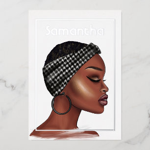 Invitation de Black Woman Birthday Party Foil