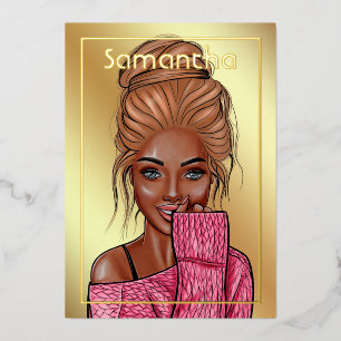 Invitation de Black Woman Birthday Party Foil