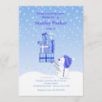 Invitation de bleu de bonhomme de neige