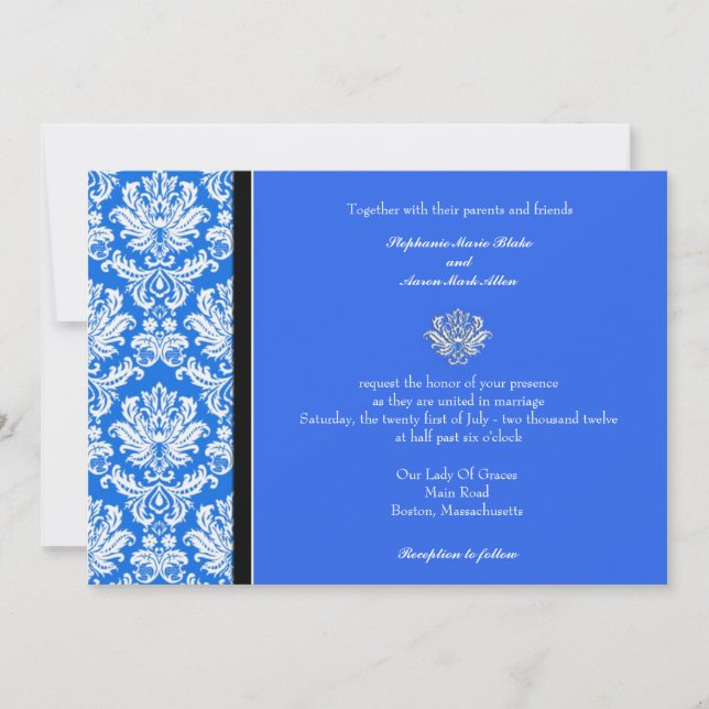 Invitation de Blue Classic Mariage damassé (Devant)