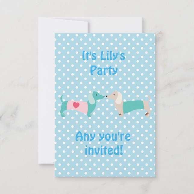 Invitation de Blue Dachshund Party (Devant)
