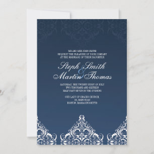 Invitation de Blue Mariage damassé