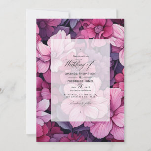 Invitation De Blush À Currant Rouge Floral Printemps Mariage
