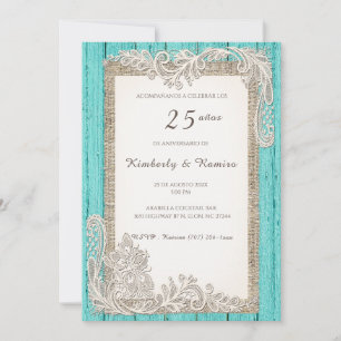 Invitation De Boda 25 Aniversario avec dentelle vintage