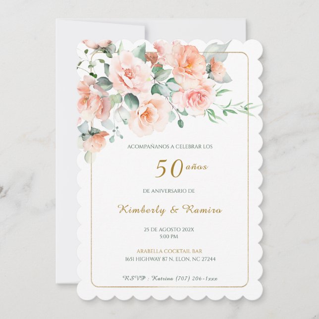 Invitation De Boda 50 Aniversaire avec dentelle vintage (Devant)
