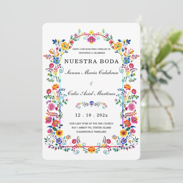 Invitation De Boda Mexicaines pleines de couleur (Debout devant)