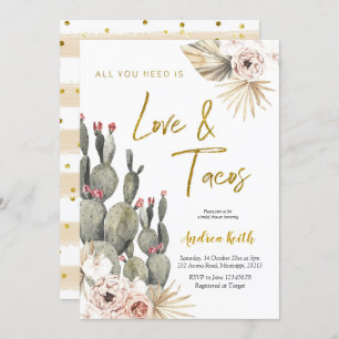 Invitation de Boho Cactus Love and Tacos Fête des 