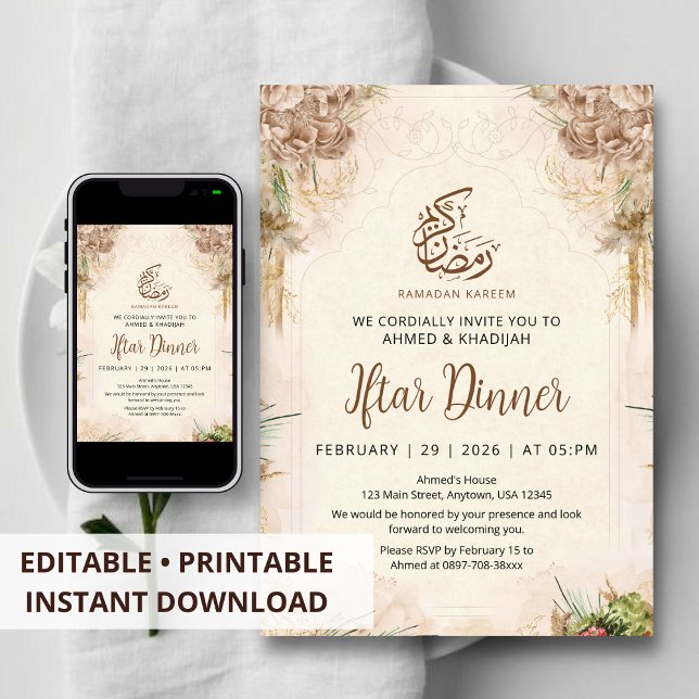 Invitation de Boho Chic à l'Iftar de Ramadan avec  (Créateur téléchargé)