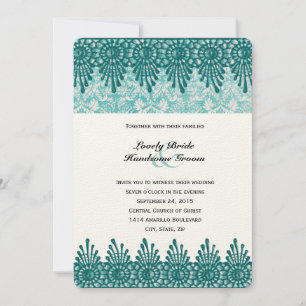 Invitation de Boho Turquoise Blue Mariage damassé