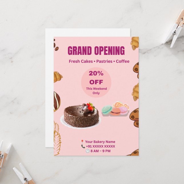 Invitation de boulangerie moderne (Devant/Arrière en situation)