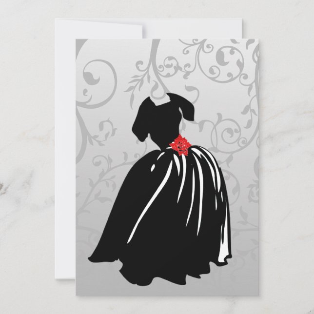 Invitation de boule Retro Red Rose Debutante (Devant)