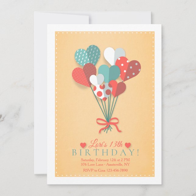 Invitation de bouquet de coeur (Devant)