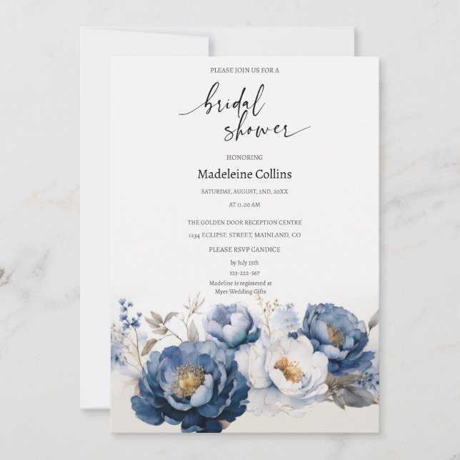 Invitation de bouquet de peonies pour une fête de  (Devant)