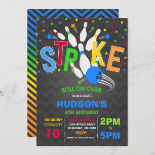 Invitation de Bowling Bowling Frappe d'anniversair