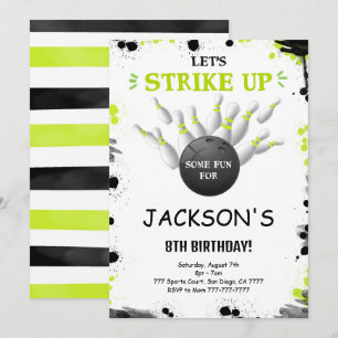 Invitation de Bowling de Black Editable
