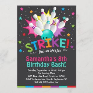 invitation de bowling, invitation d'anniversaire d