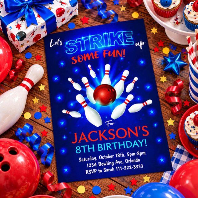 Invitation de bowling, Invitation d'anniversaire d (Créateur téléchargé)