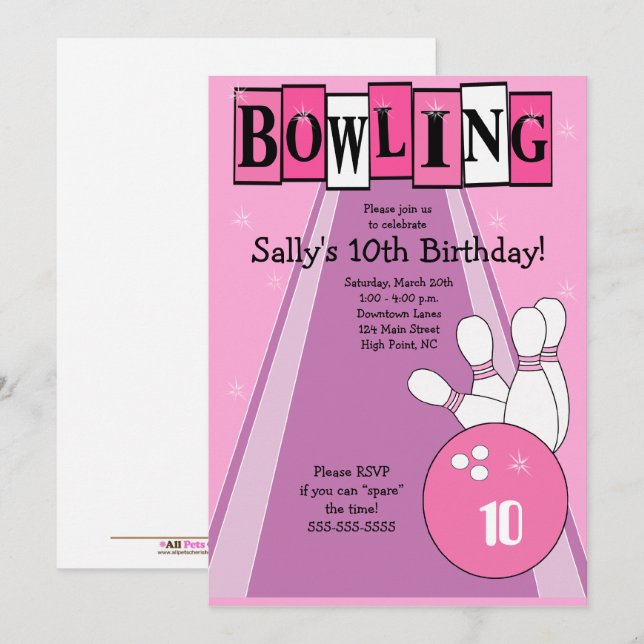 Invitation de Bowling - Lien mis à jour dans la de (Devant / Derrière)