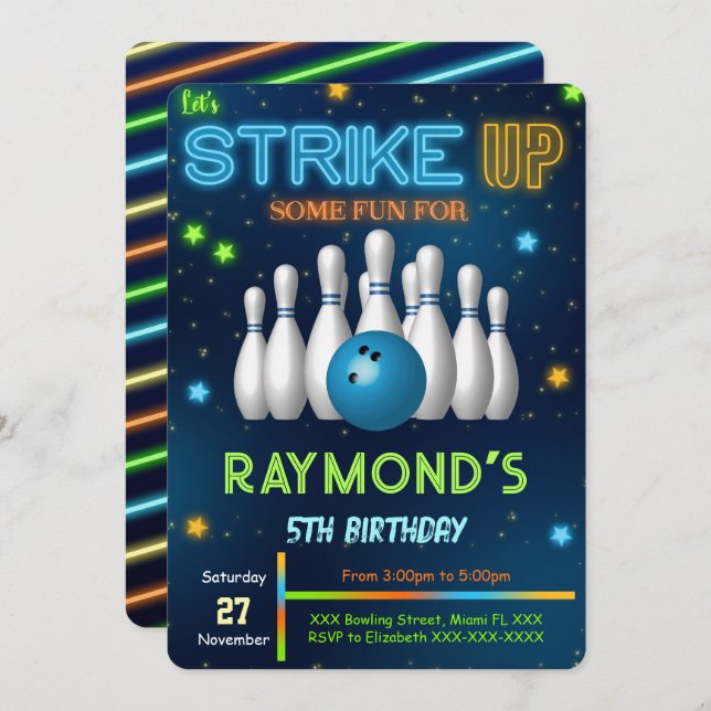 Invitation de Bowling modifiable (Devant / Derrière)