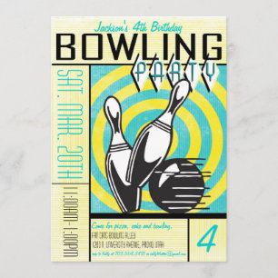 Invitation de Bowling Party - Aqua