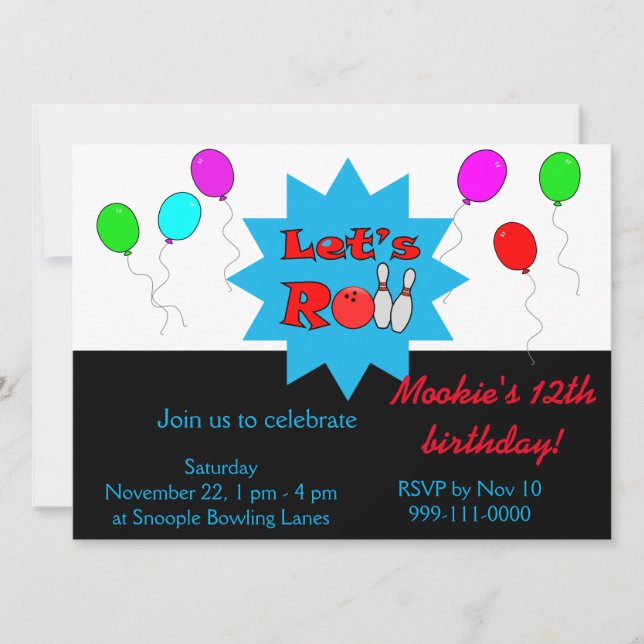 Invitation de Bowling personnalisée - Modèle Invit (Devant)