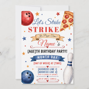 Invitation de bowling pizza