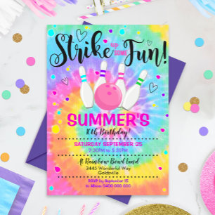 Invitation de Bowling Tie Dye Bowling Invitations