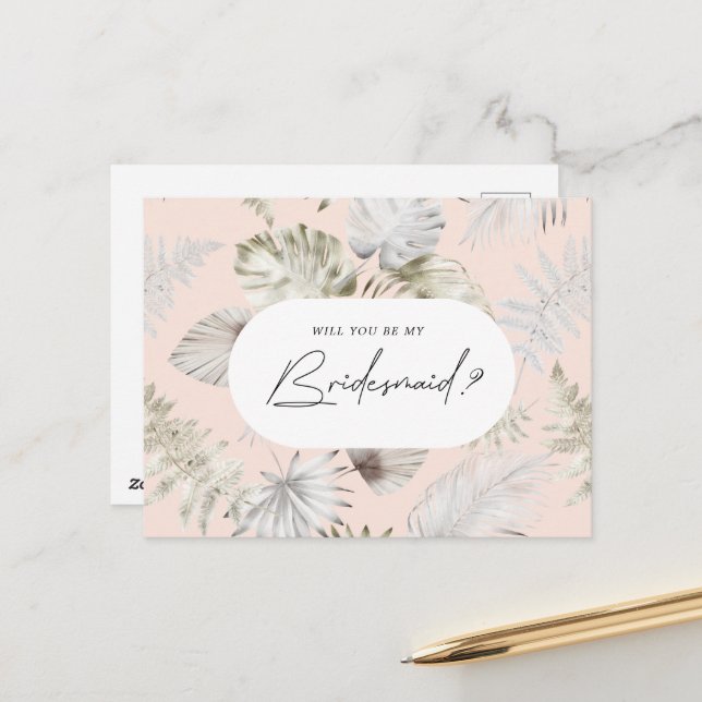 Invitation de Bridesmaid de luxe de feuillage Trop (Devant/Arrière en situation)