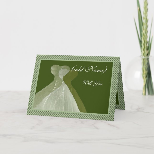Invitation de Bridesmaid - Sage & Olive Green Gown (Devant)