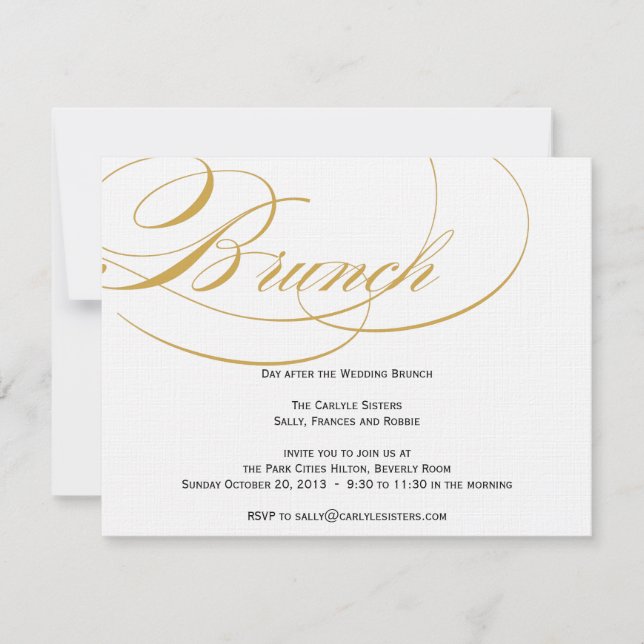 Invitation de brunch au script élégant - Or (Devant)
